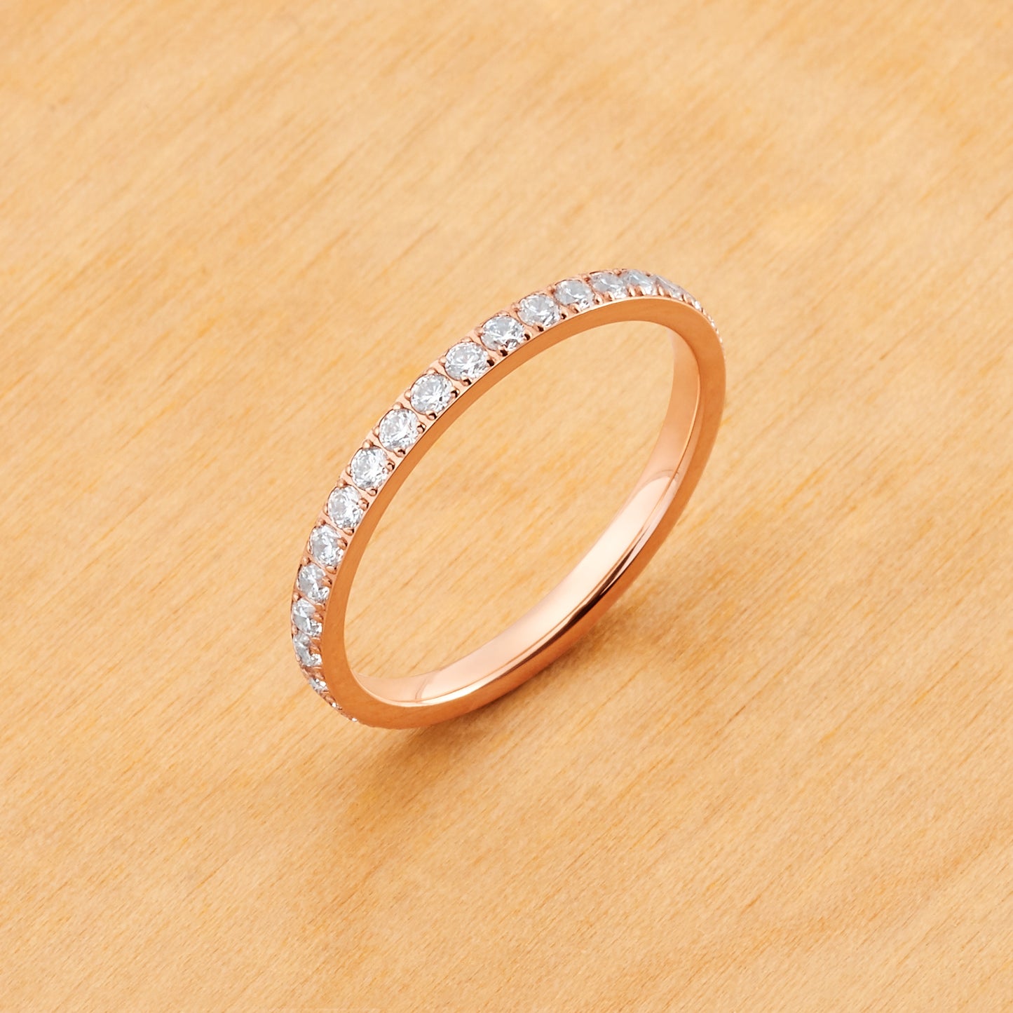 TI104 - Rose IP Titanium 2mm Wedding Band Full Eternity White CZ