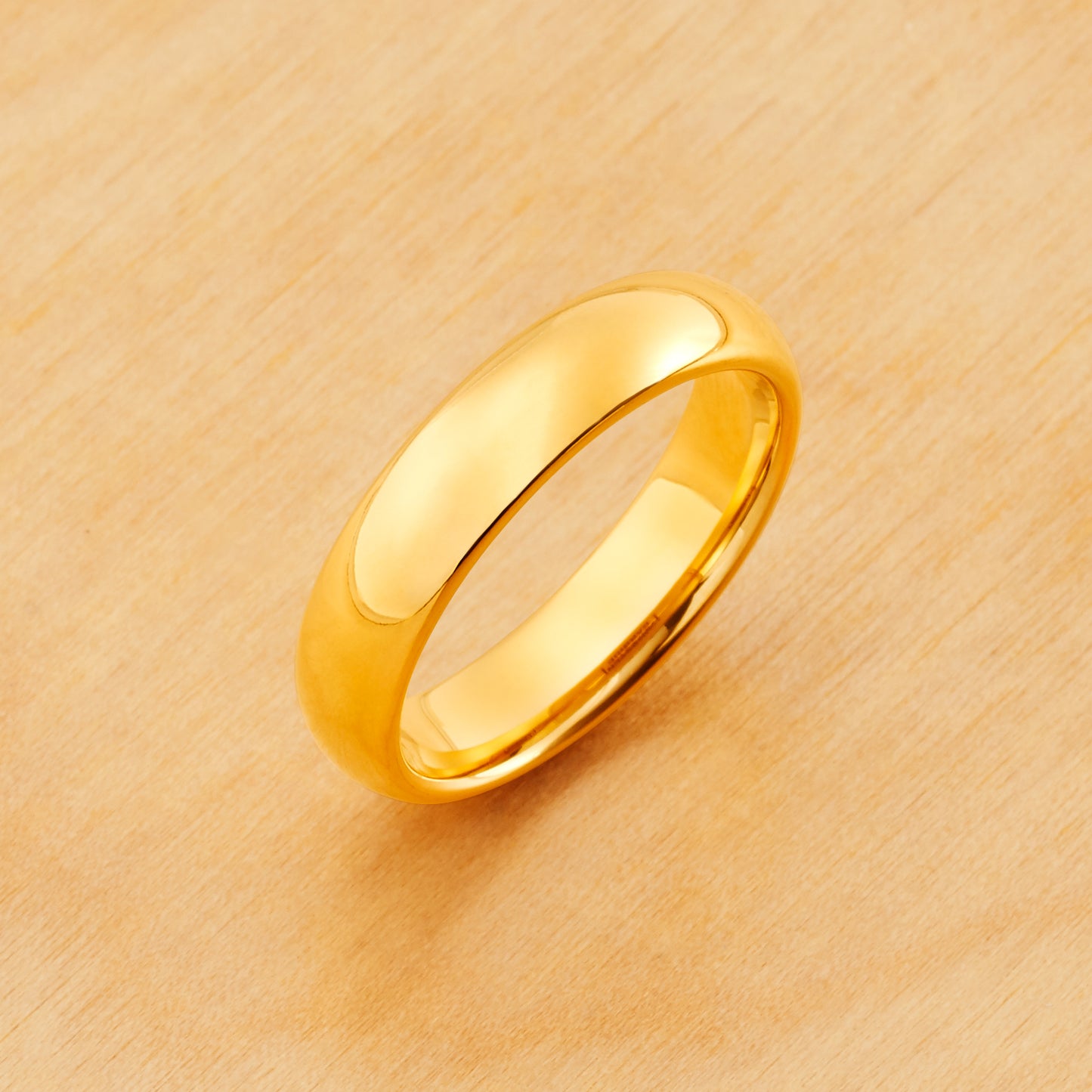TR100 - Gold Plated IP Tungsten 5mm, Domed Shiny Polished