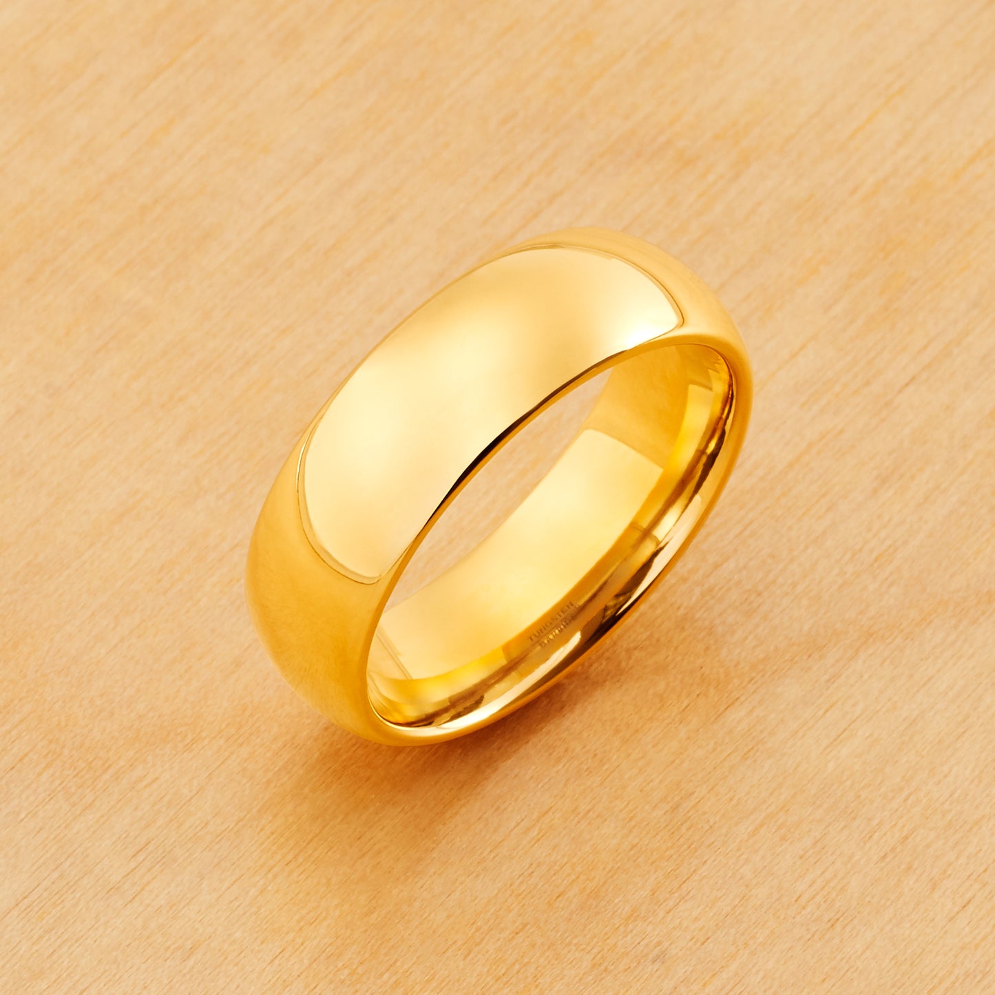 TR105 - Gold Plated IP Tungsten 7mm, Domed Shiny Polished